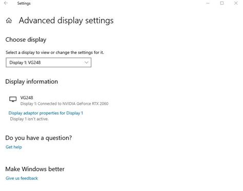 Windows 10 display 1 isnt active